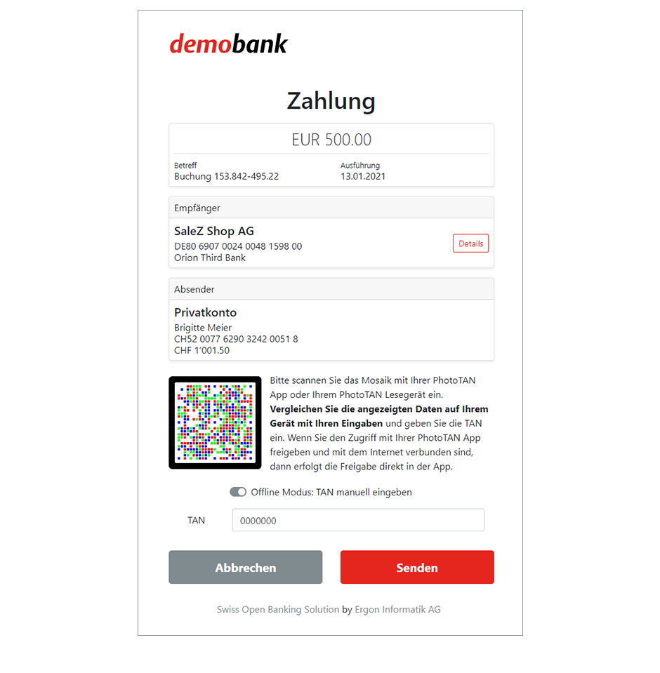 Zahlung Transaktionssignierung